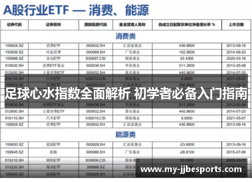 足球心水指数全面解析 初学者必备入门指南